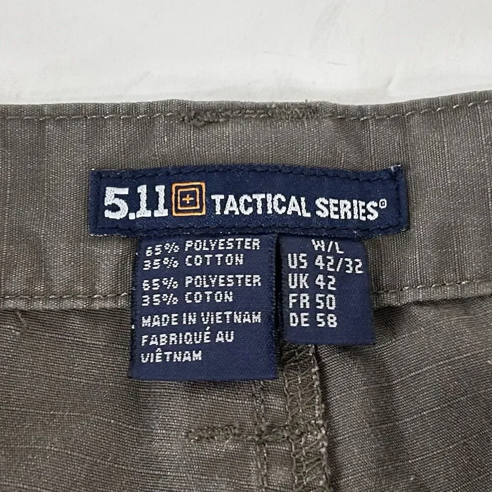 5.11 Tactial Series 42 x 32 Ripstop Cargo Pants Gray Green Poly Cotton Blend - Picture 3 of 6